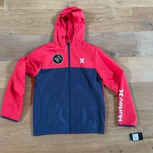 Youth XL Hurley Boys Wind breaker rain jacket coat red and blue
